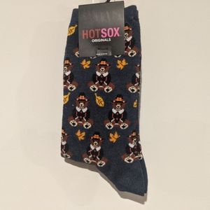 Hot Sox Originals Thanksgiving Bear Socks NWT
